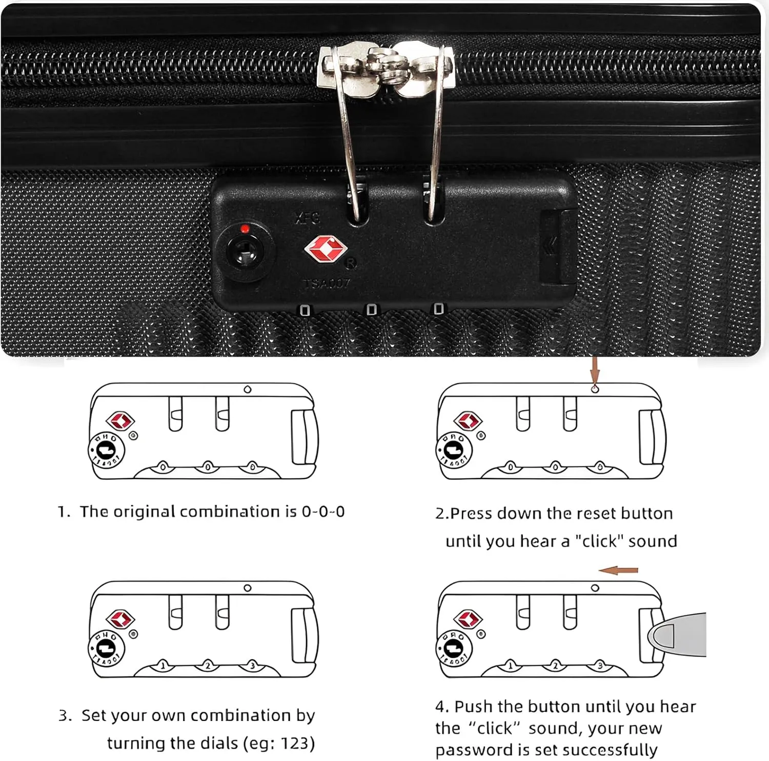 24 Inch Luggage with Spinner Wheels, Hardshell Suitcase,Lightweight Checked-Medium Luggage 24-Inch,Black
