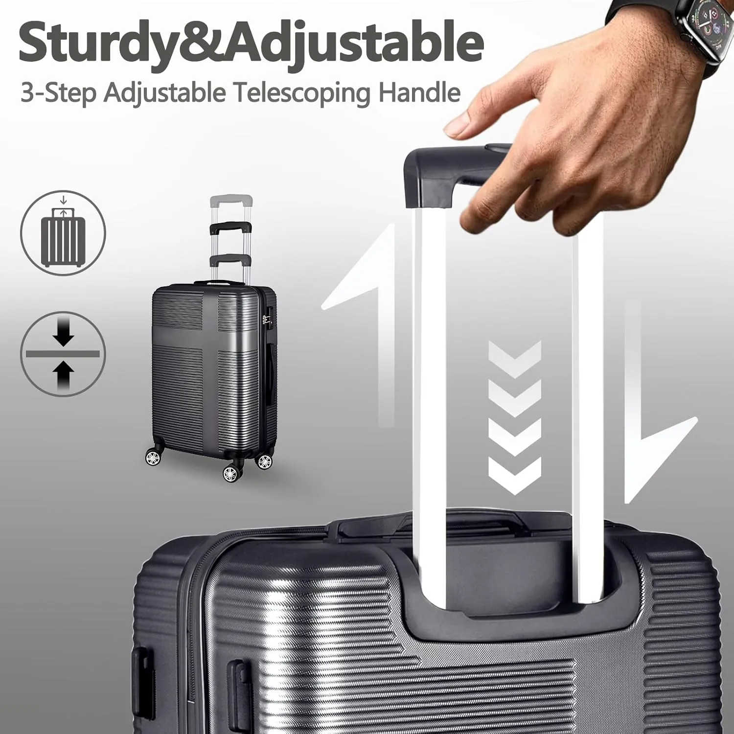 24 Inch Luggage with Spinner Wheels, Hardshell Suitcase,Lightweight Checked-Medium Luggage 24-Inch,Black