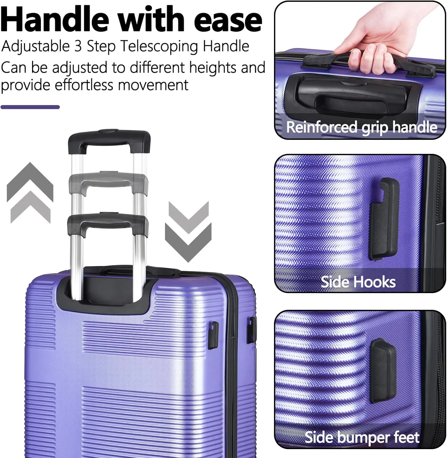 24 Inch Luggage with Spinner Wheels, Hardshell Suitcase,Lightweight Checked-Medium Luggage 24-Inch,Lavender Purple