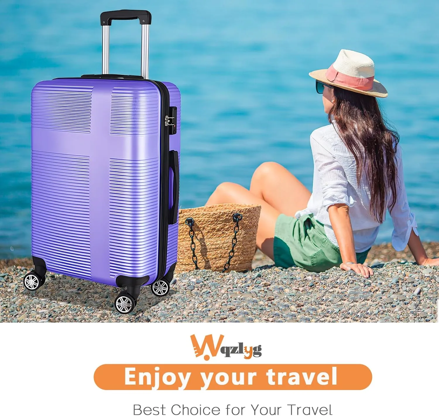 24 Inch Luggage with Spinner Wheels, Hardshell Suitcase,Lightweight Checked-Medium Luggage 24-Inch,Lavender Purple