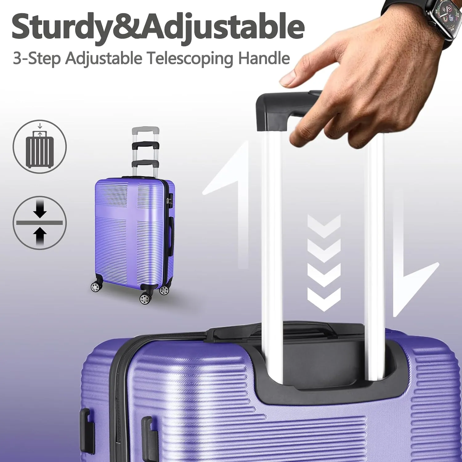 24 Inch Luggage with Spinner Wheels, Hardshell Suitcase,Lightweight Checked-Medium Luggage 24-Inch,Lavender Purple