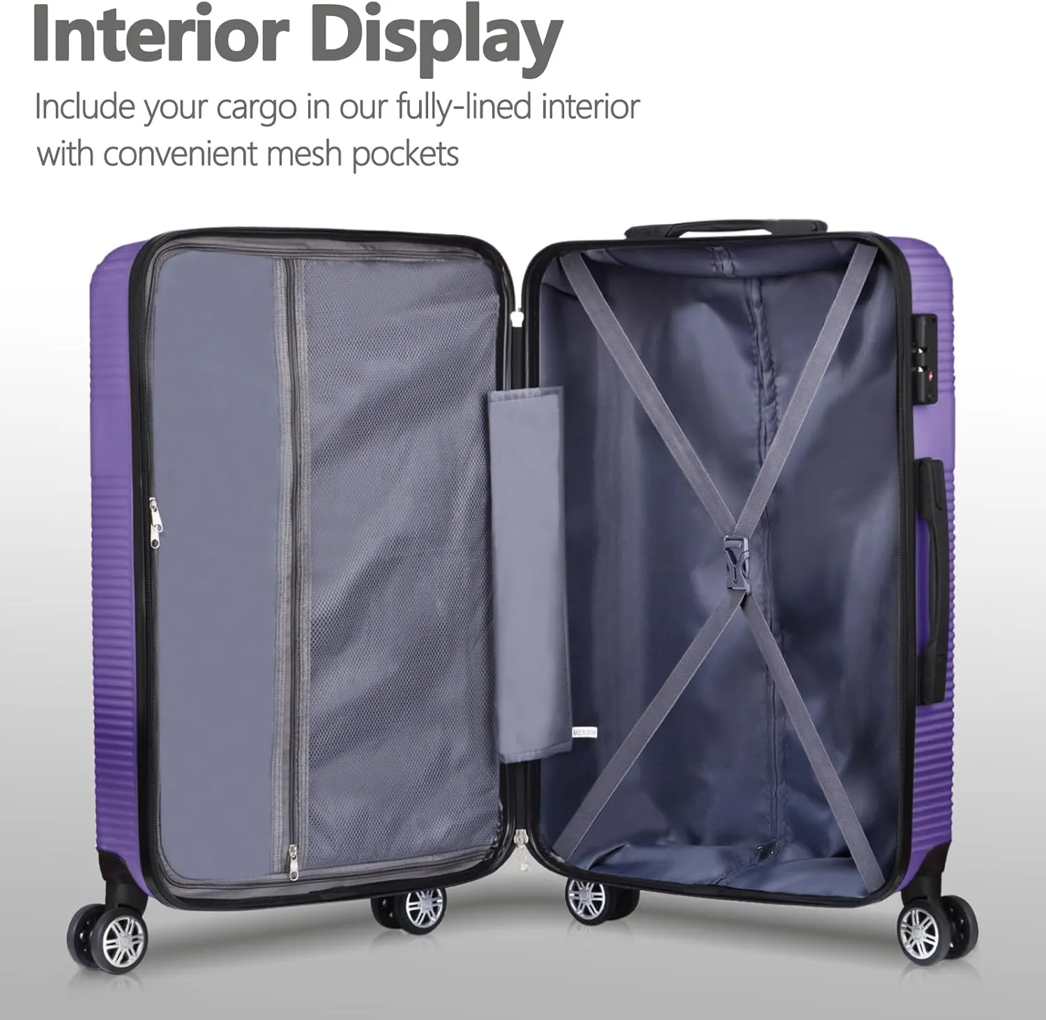 24 Inch Luggage with Spinner Wheels, Hardshell Suitcase,Lightweight Checked-Medium Luggage 24-Inch,Lavender Purple