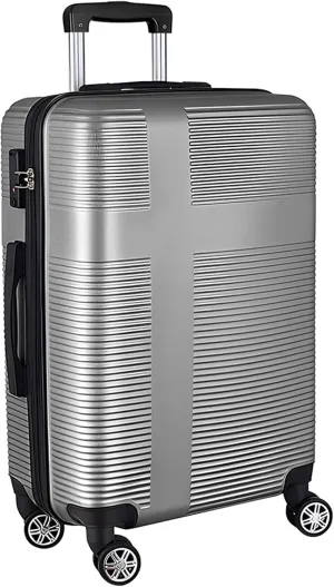 24 Inch Luggage with Spinner Wheels, Hardshell Suitcase,Lightweight Checked-Medium Luggage 24-Inch,Silver Grey