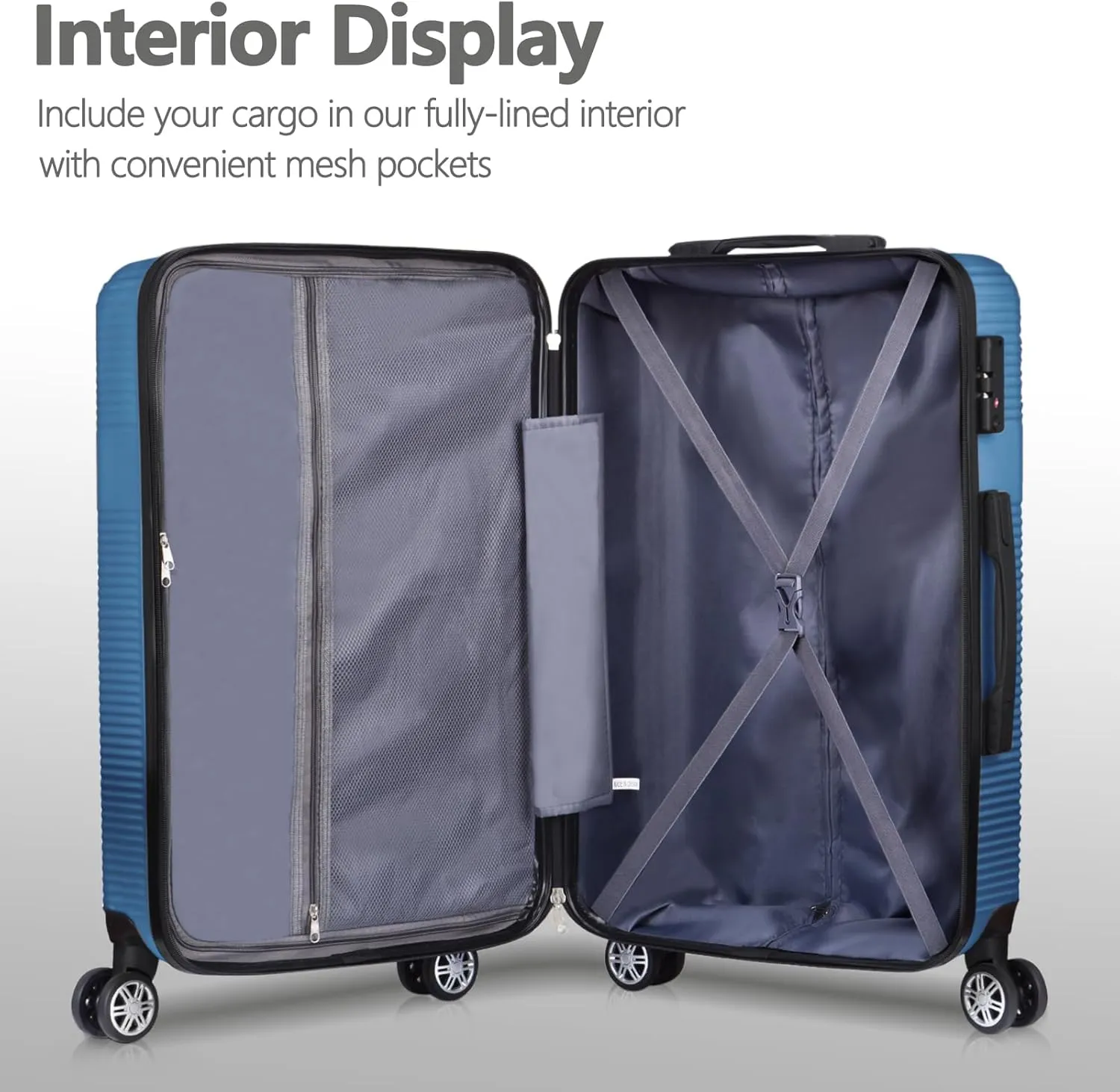 24 Inch Luggage with Spinner Wheels,Hardshell Suitcase,Lightweight Checked-Medium Luggage 24-Inch,Dark Blue