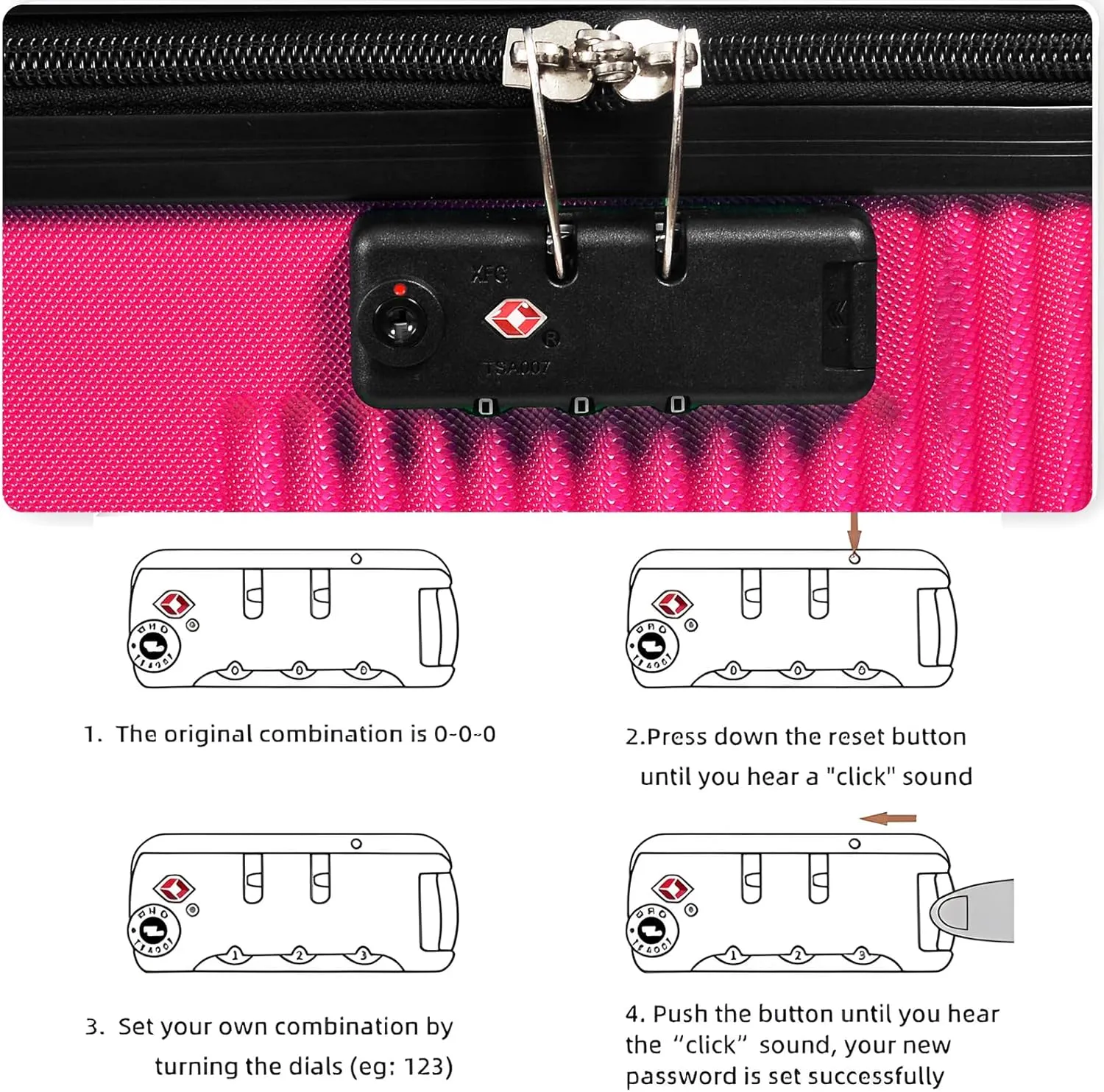 24 Inch Luggage with Spinner Wheels,Hardshell Suitcase,Lightweight Checked-Medium Luggage 24-Inch,Rose Red