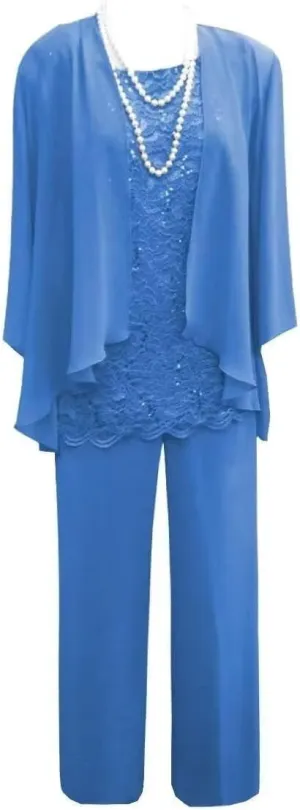 3pcs Mother of The Bride Dresses Pant Suits Long Sleeve Women's Pant Suits Dressy with Jacket