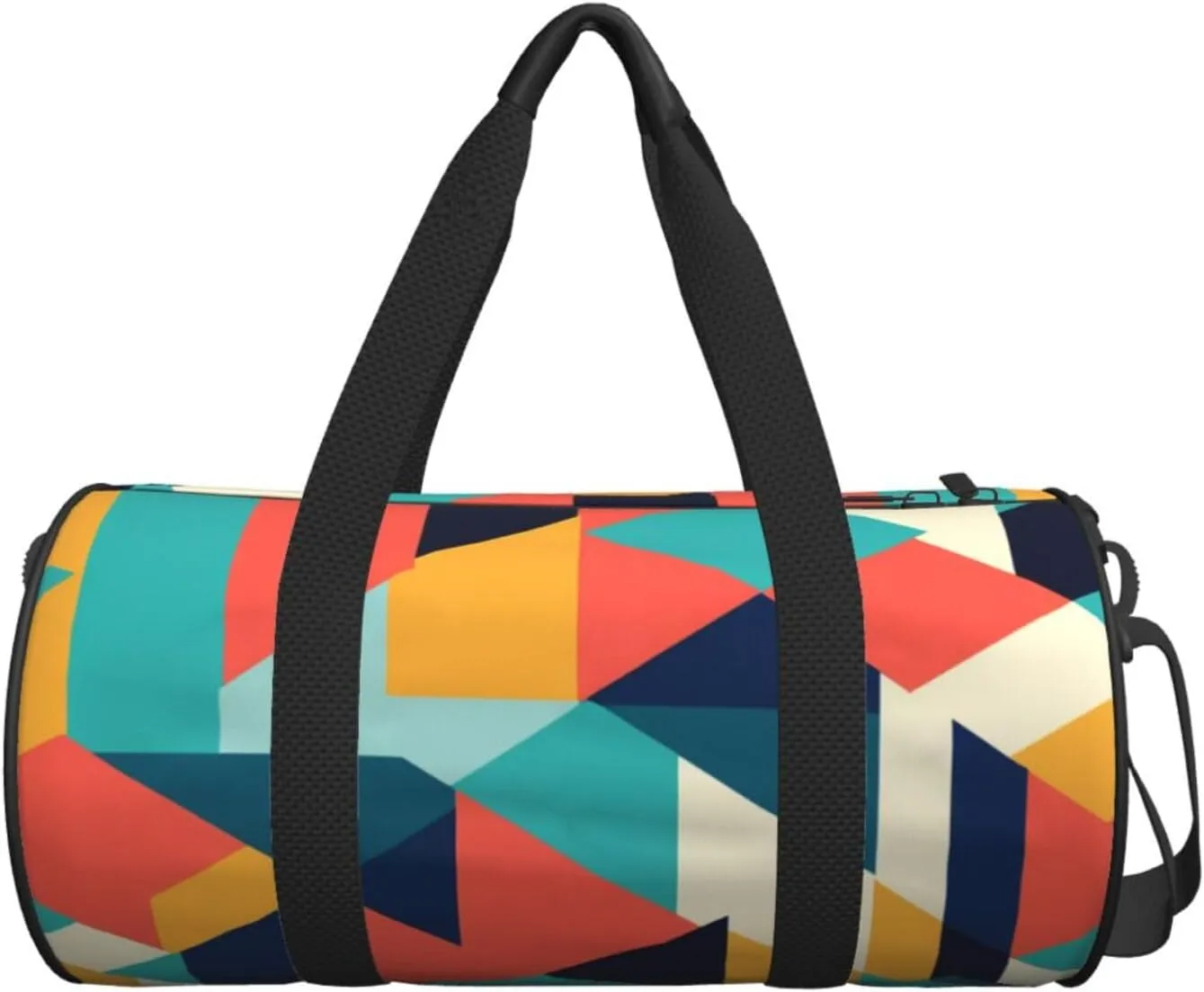 Abstract Geometric Printed Travel Bag,Round Personal Item Storage bag,Foldie Duffel Bag for Traveling Vacation,Fitness,Sports