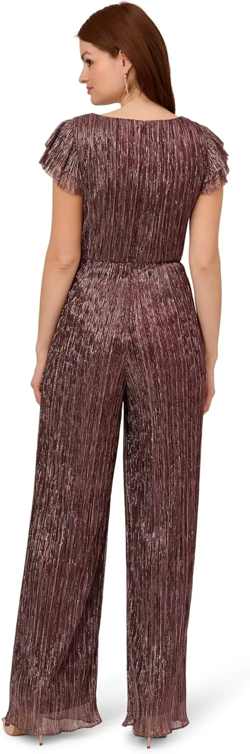 Adrianna Papell womens Metallic Crinkle Jumpsuit