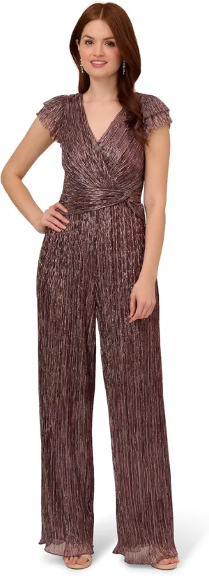 Adrianna Papell womens Metallic Crinkle Jumpsuit