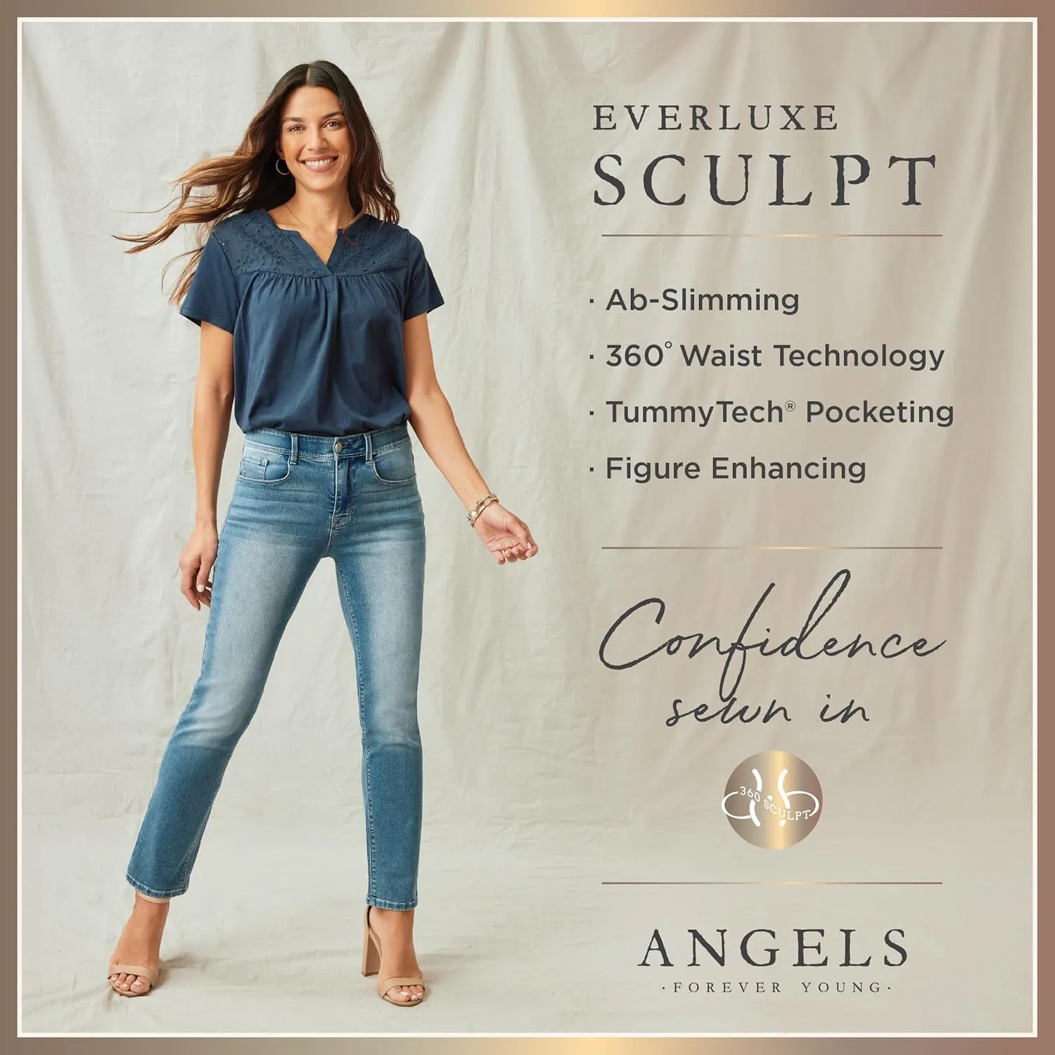 Angels Forever Young Women's Everluxe Bling Sculpt Straight 23.5" Crop Jeans