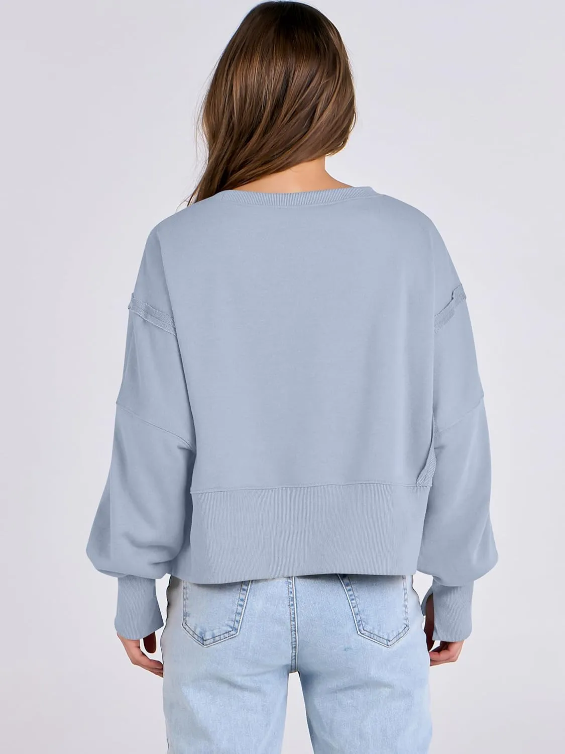 ANRABESS Womens Cropped Oversized Sweatshirts Crewneck Long Sleeve Pullover 2024 Fall Teen Girls Y2K Fashion Crop Tops