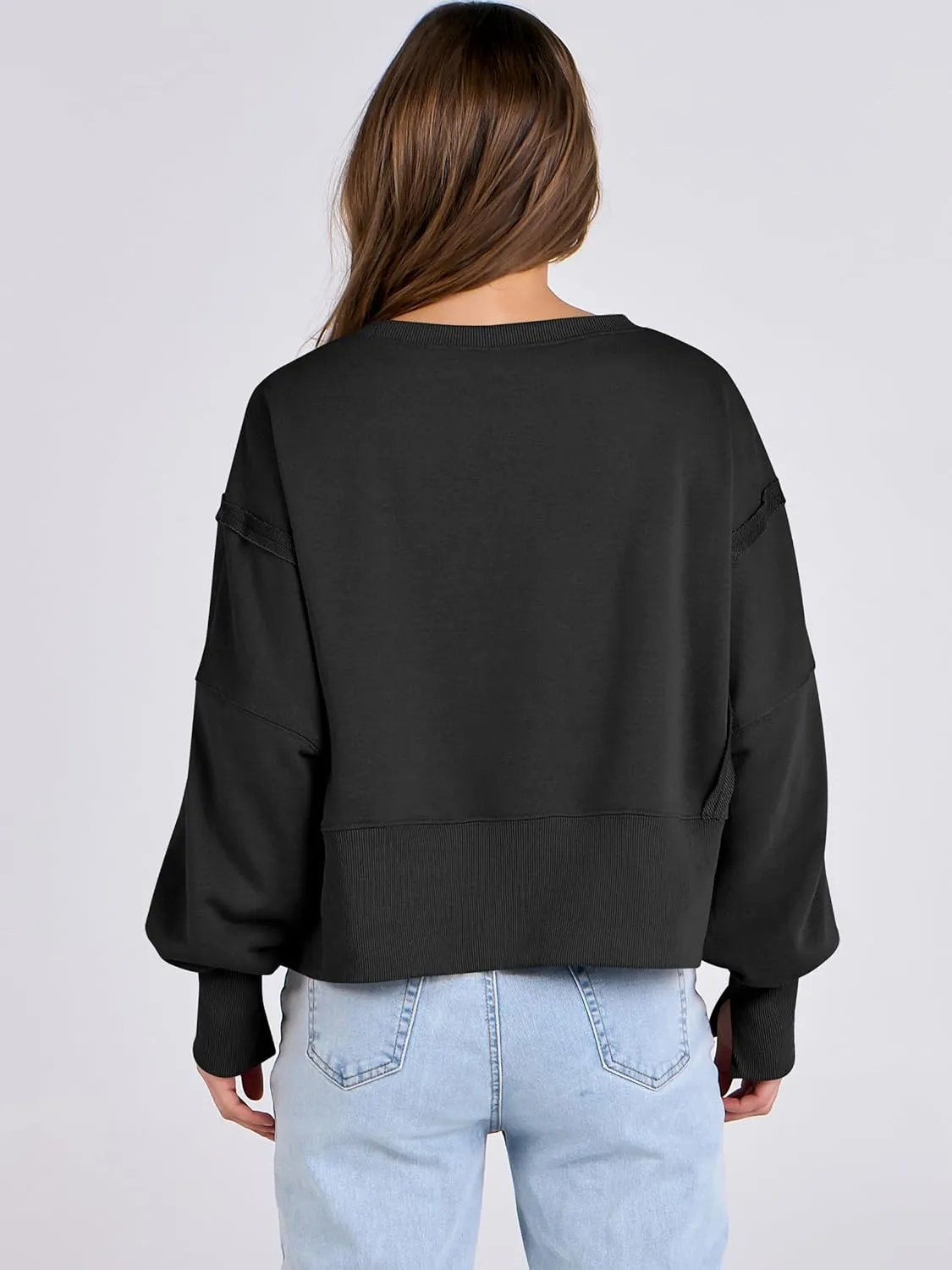 ANRABESS Womens Cropped Oversized Sweatshirts Crewneck Long Sleeve Pullover 2024 Fall Teen Girls Y2K Fashion Crop Tops