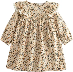 ASHER FASHION Girls Kids Casual Mini Dress Princess Elegant Floral Print A Line Ruffle Long Sleeve Maxi Dresses