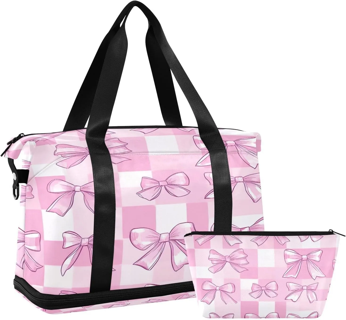 Bow Tie Sports Gym Bag with Waterproof Dry Wet Pocket, Travel Duffel Bag for Women MenWorkout Bag Fits Yoga, Swimming