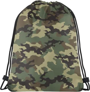 Camo Drawstring Bags Classic Green Brown Black Camouflage Pattern Forest Texture Abstract Military Print String Bags for Women Men Army Design Sport Gym Sack Casual Backpack for Yoga
