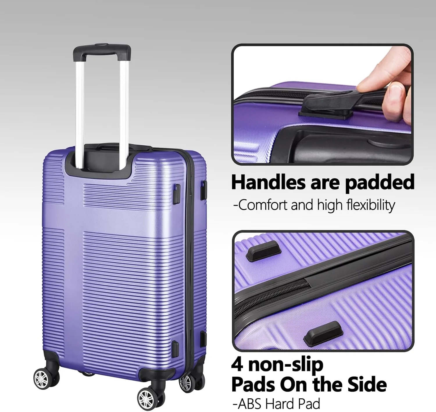 Carry on Luggage 22x14x9 Airline Approved,20 Inch Hardshell Carry on Suitcase with Wheels,Lavender Purple