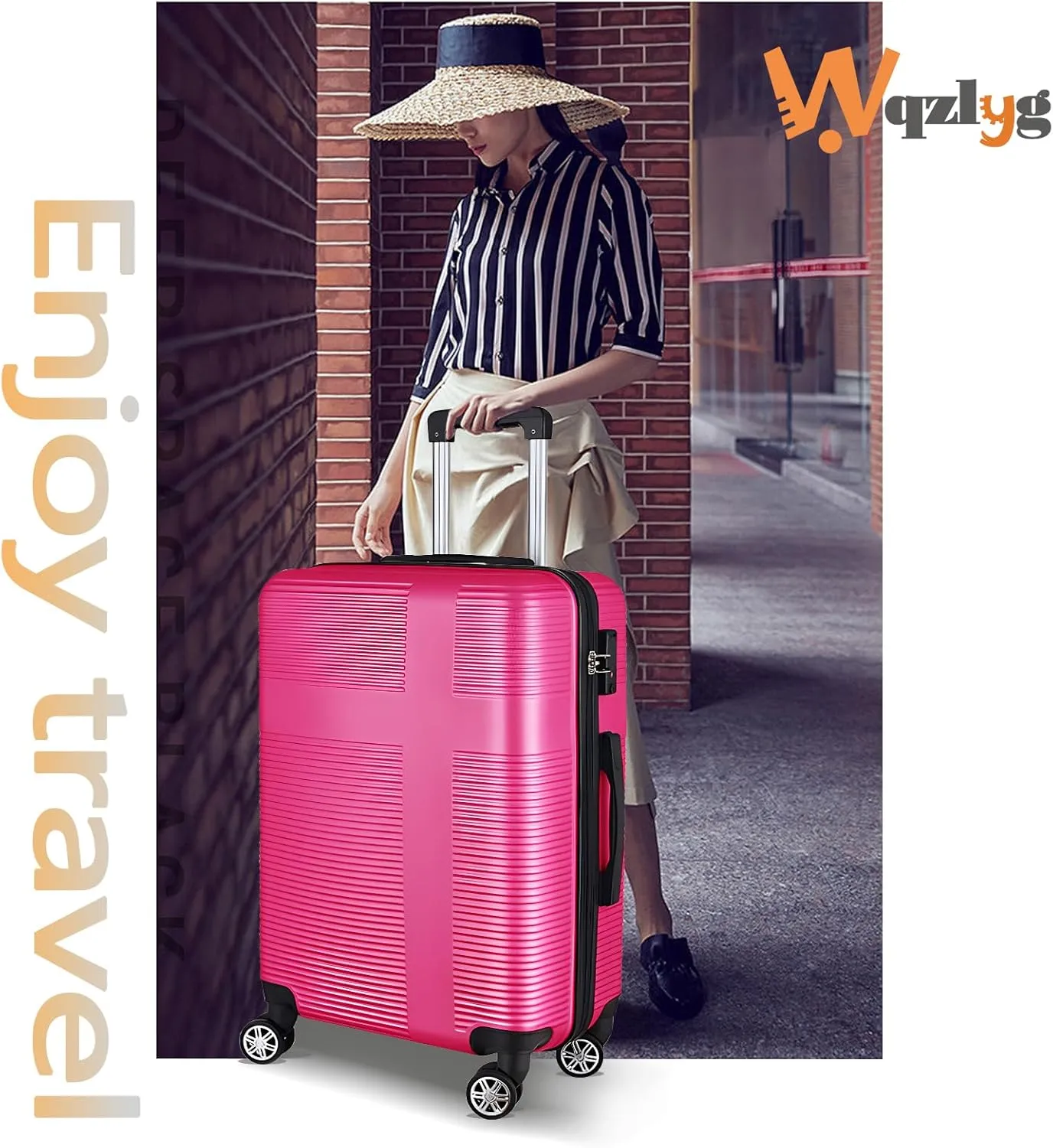 Carry on Luggage 22x14x9 Airline Approved,20 Inch Hardshell Carry on Suitcase with Wheels,Rose Red