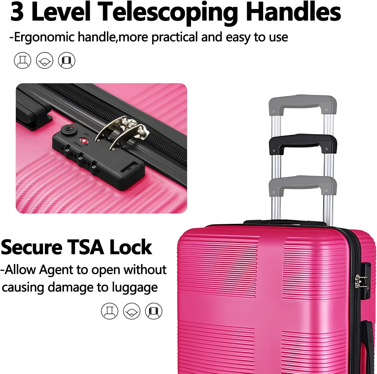 Carry on Luggage 22x14x9 Airline Approved,20 Inch Hardshell Carry on Suitcase with Wheels,Rose Red
