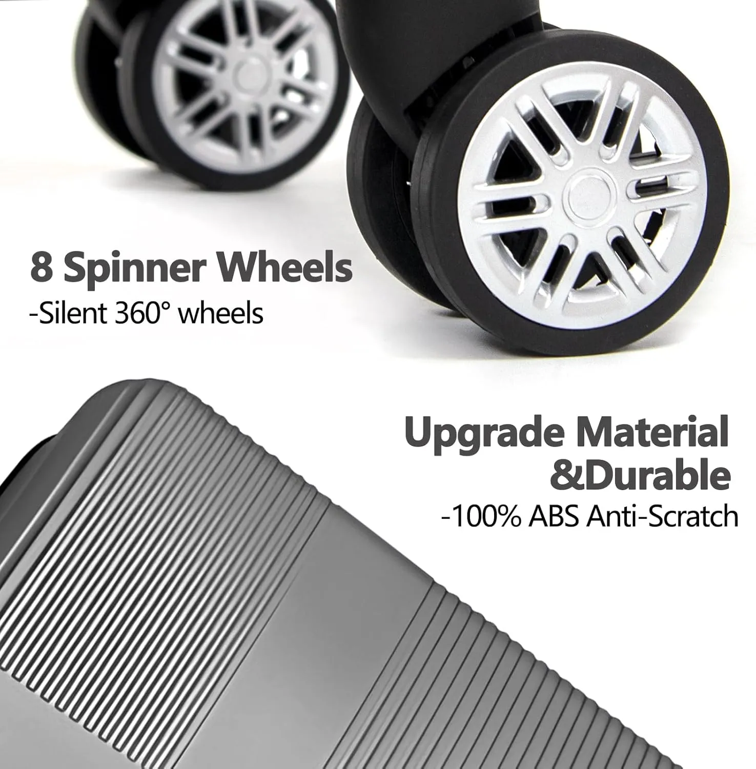 Carry on Luggage 22x14x9 Airline Approved,20 Inch Hardshell Carry on Suitcase with Wheels,Silver Grey