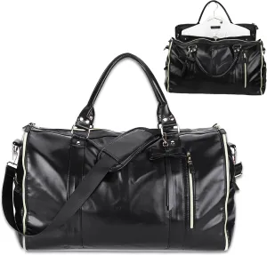 Carry on Travel Garment Bag, Travel Garment Bag Convertible Garment Duffle Bag Large Capacity Suit Travel Bag Multi-pockets PU Leather Duffle Bag Foldable for Men Women