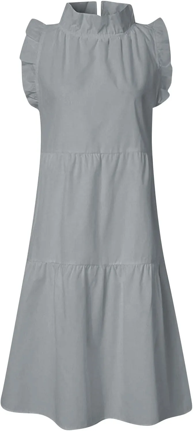 Casual Dresses for Women, 2023 Women's Summer Dress, Beach Ruffle Mini Dress Short Babydoll Dress Flowy Dress