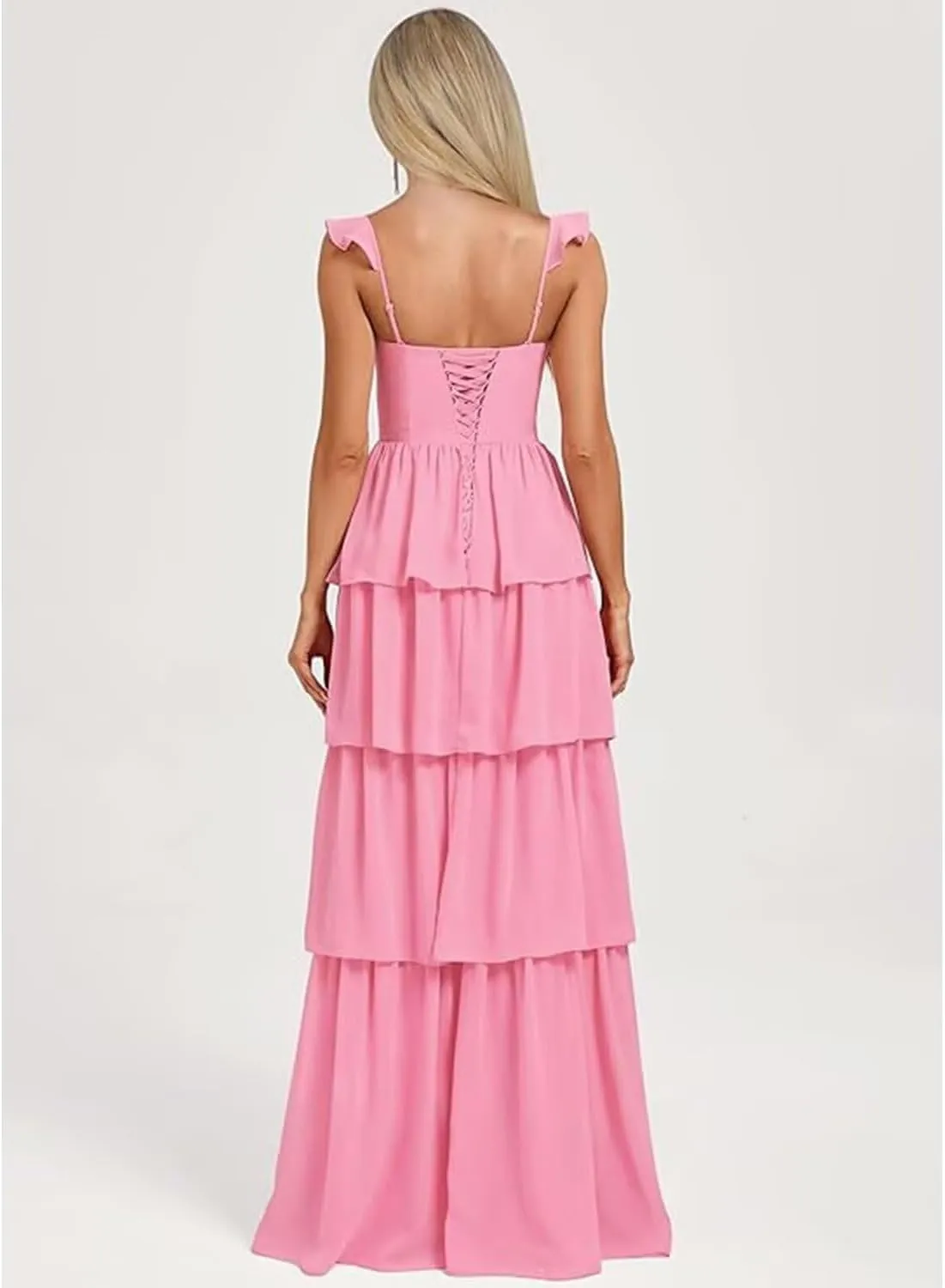 Chiffon Bridesmaid Dresses for Women 2025 Spaghetti Strap V Neck Long Formal Evening Party Dress with Slit