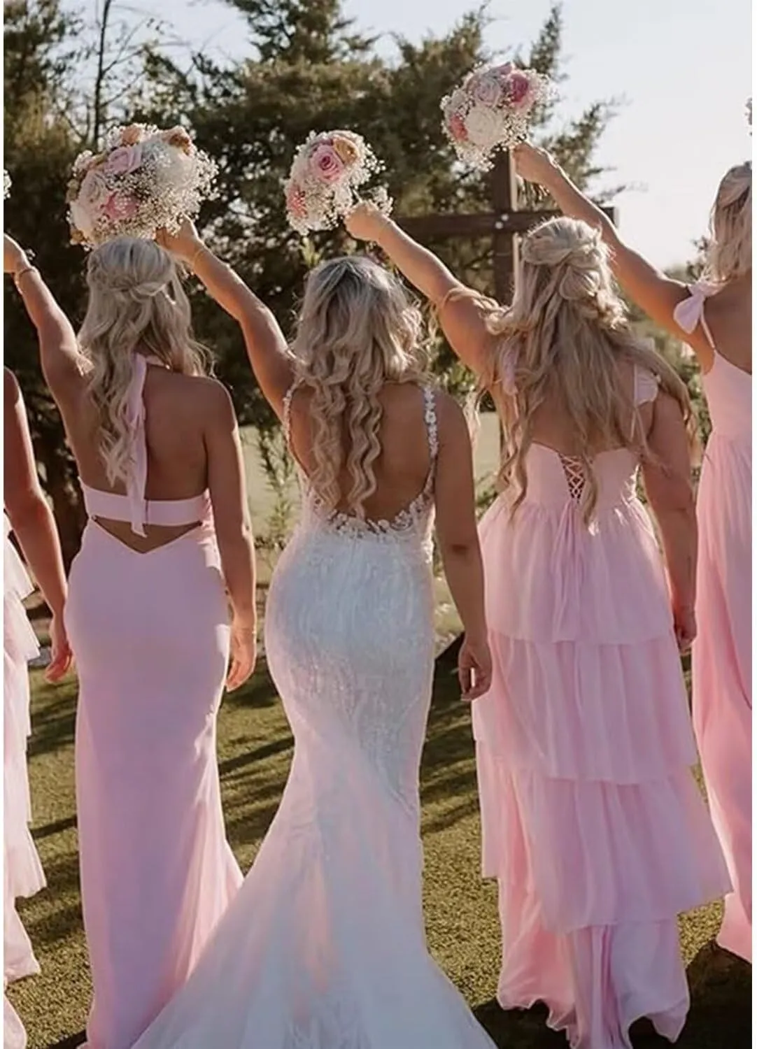 Chiffon Bridesmaid Dresses for Women 2025 Spaghetti Strap V Neck Long Formal Evening Party Dress with Slit