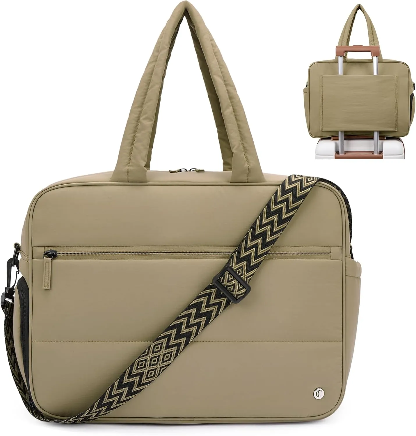 CLUCI Weekender Travel Bag for Women Puffer Tote Bag Carry On Duffle Overnight Bags with Shoe Compartment