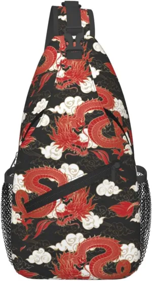 Cool Dragon Sling Bag Cute Crossbody Backpack Shoulder Chest Bags for Men Women Runners Cycling Travel Walking