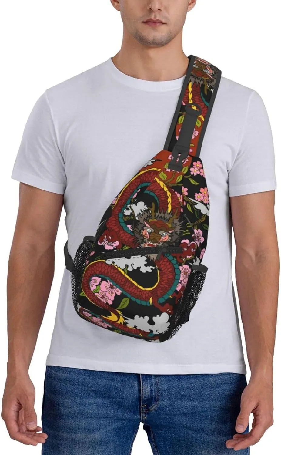 Cool Dragon Sling Bag Cute Crossbody Backpack Shoulder Chest Bags for Men Women Runners Cycling Travel Walking