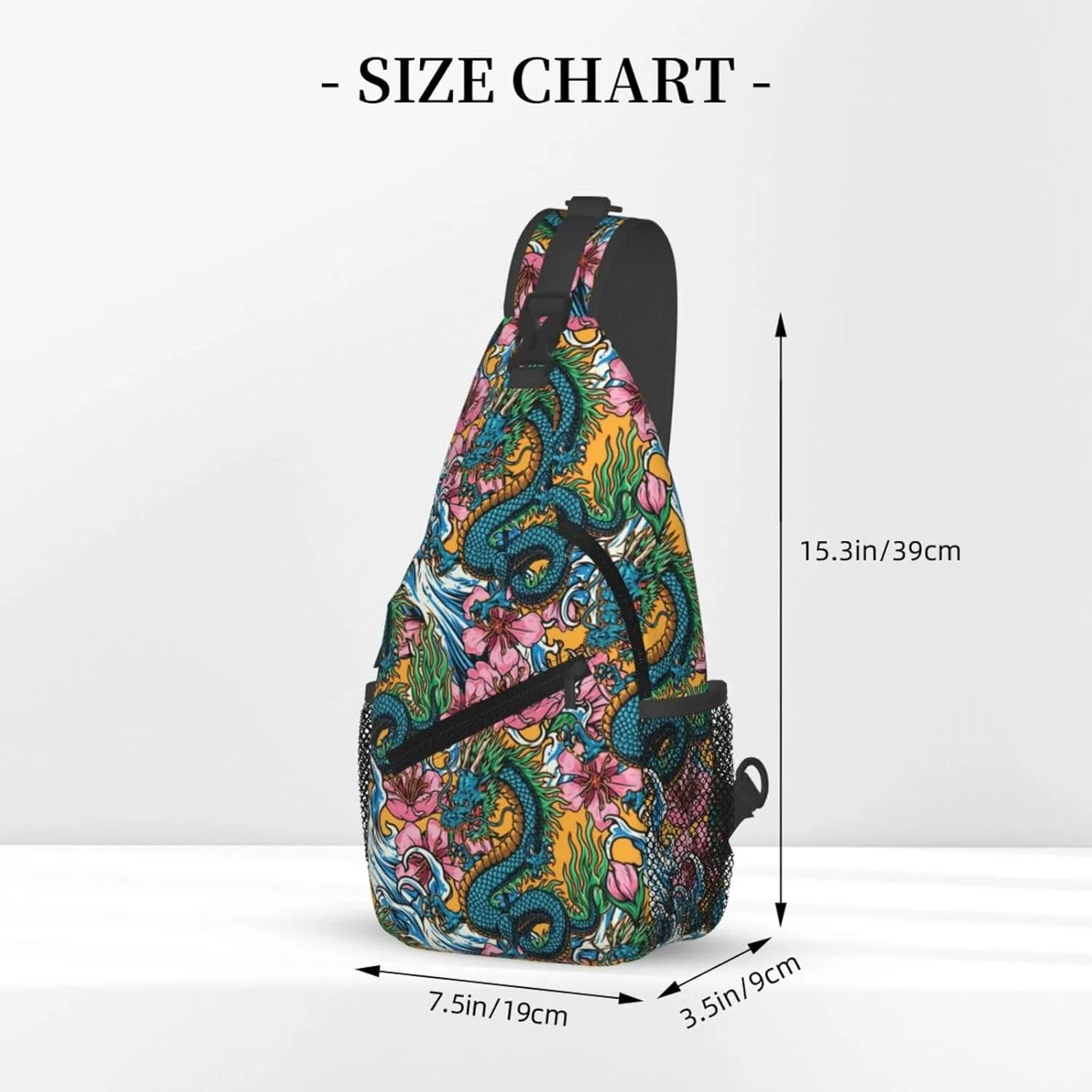 Cool Dragon Sling Bag Cute Crossbody Backpack Shoulder Chest Bags for Men Women Runners Cycling Travel Walking