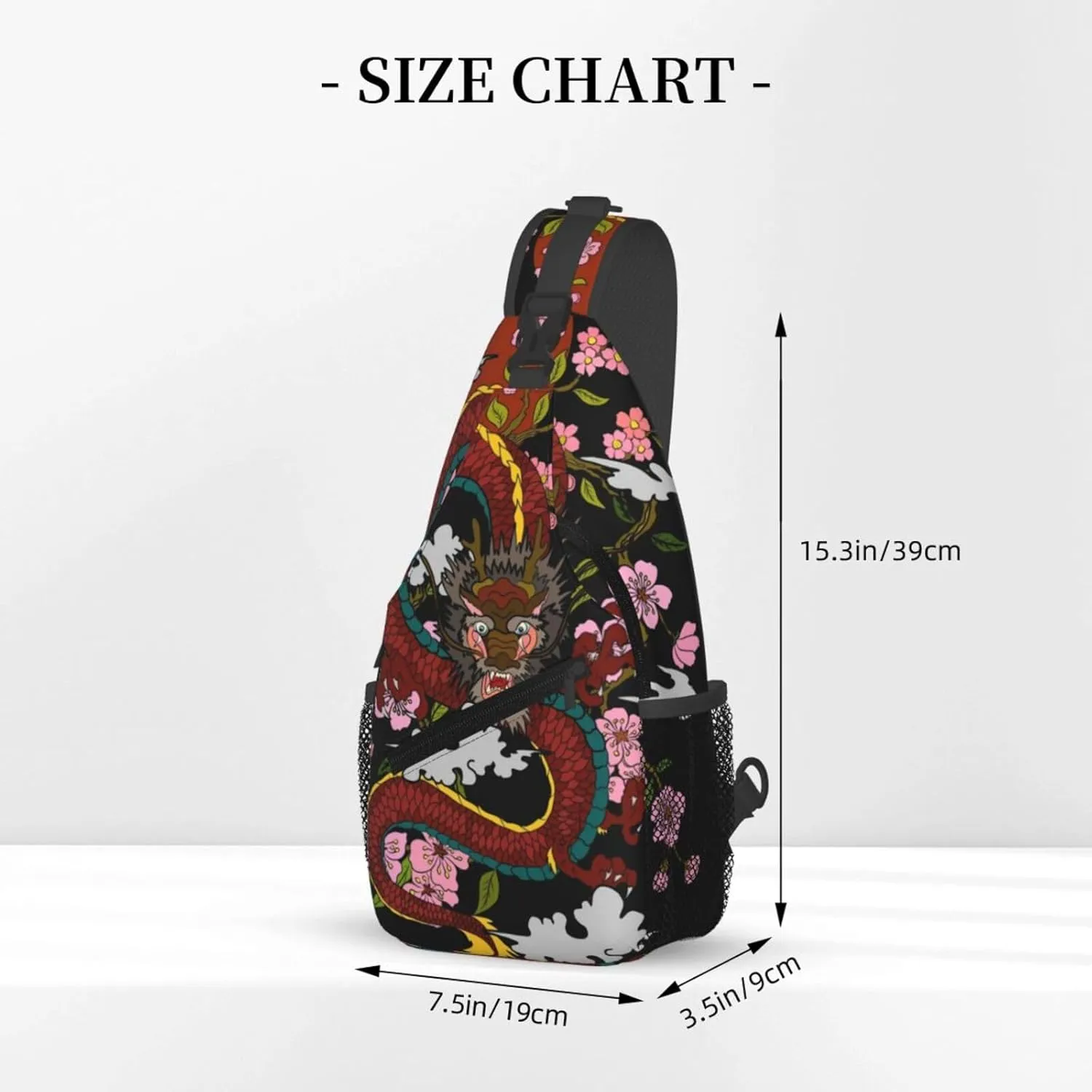 Cool Dragon Sling Bag Cute Crossbody Backpack Shoulder Chest Bags for Men Women Runners Cycling Travel Walking