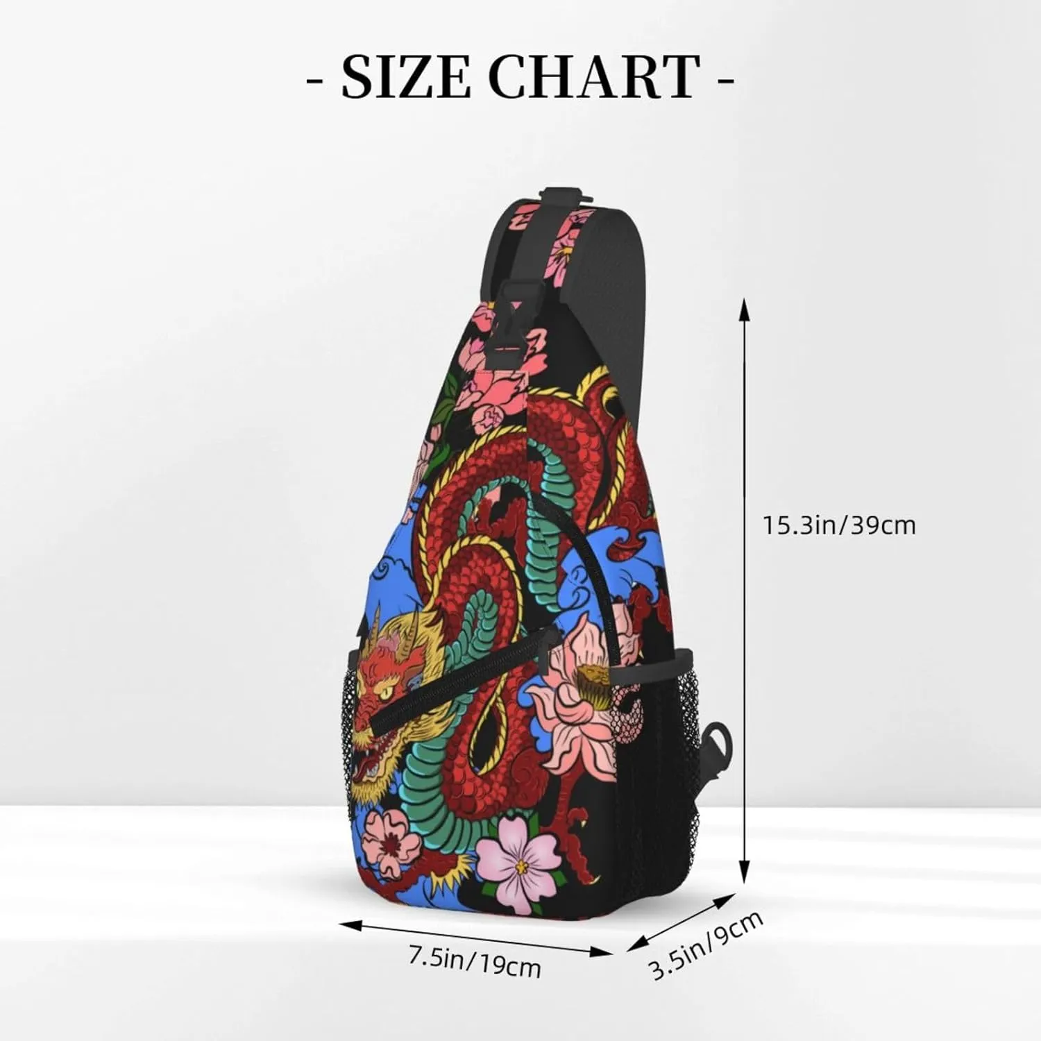Cool Dragon Sling Bag Cute Crossbody Backpack Shoulder Chest Bags for Men Women Runners Cycling Travel Walking