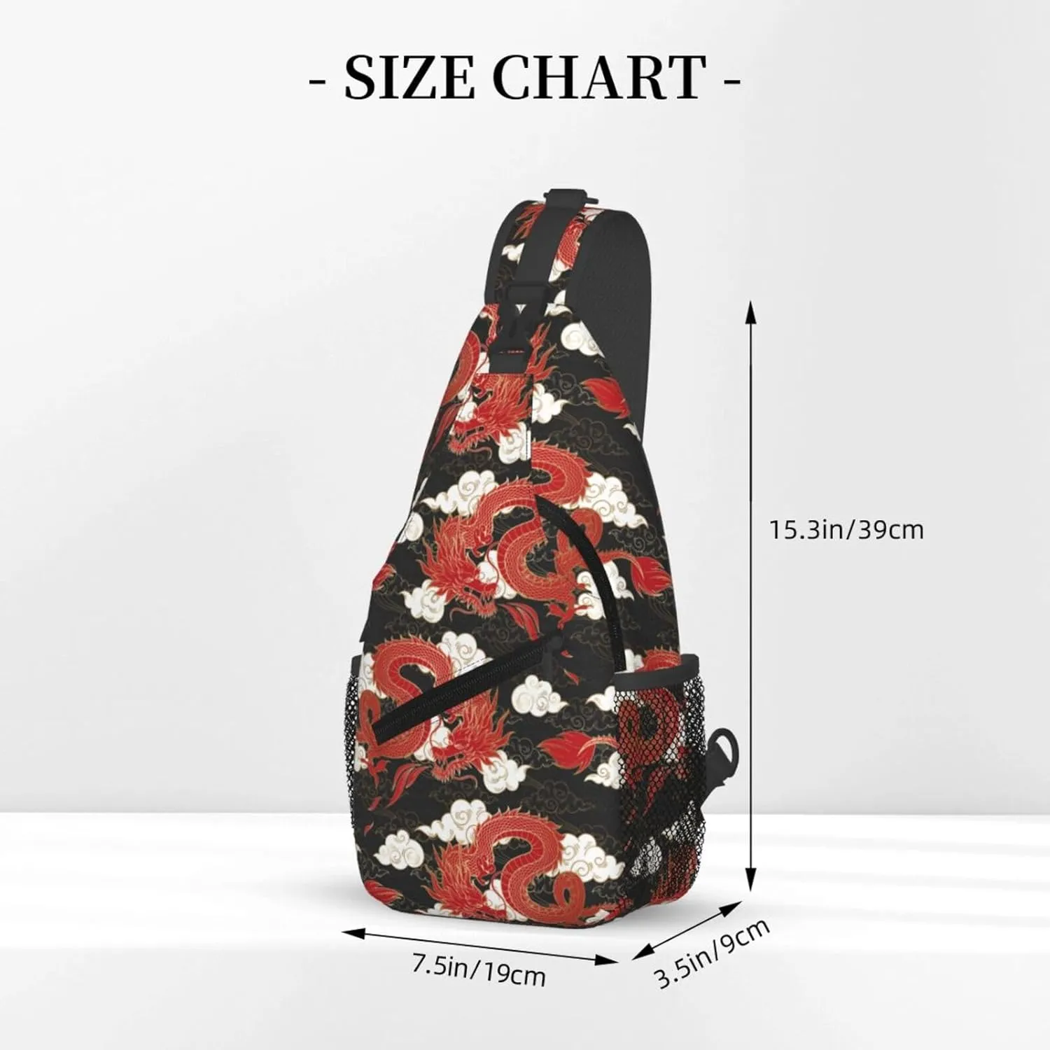 Cool Dragon Sling Bag Cute Crossbody Backpack Shoulder Chest Bags for Men Women Runners Cycling Travel Walking