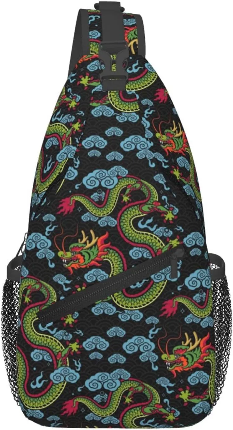 Cool Dragon Sling Bag Cute Crossbody Backpack Shoulder Chest Bags for Men Women Runners Cycling Travel Walking