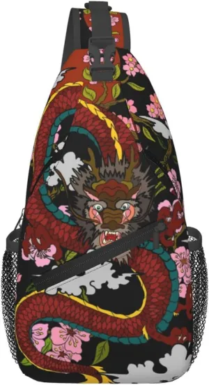 Cool Dragon Sling Bag Cute Crossbody Backpack Shoulder Chest Bags for Men Women Runners Cycling Travel Walking