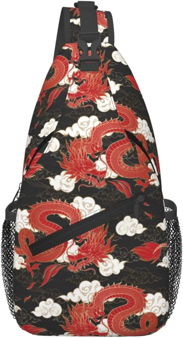 Cool Dragon Sling Bag Cute Crossbody Backpack Shoulder Chest Bags for Men Women Runners Cycling Travel Walking