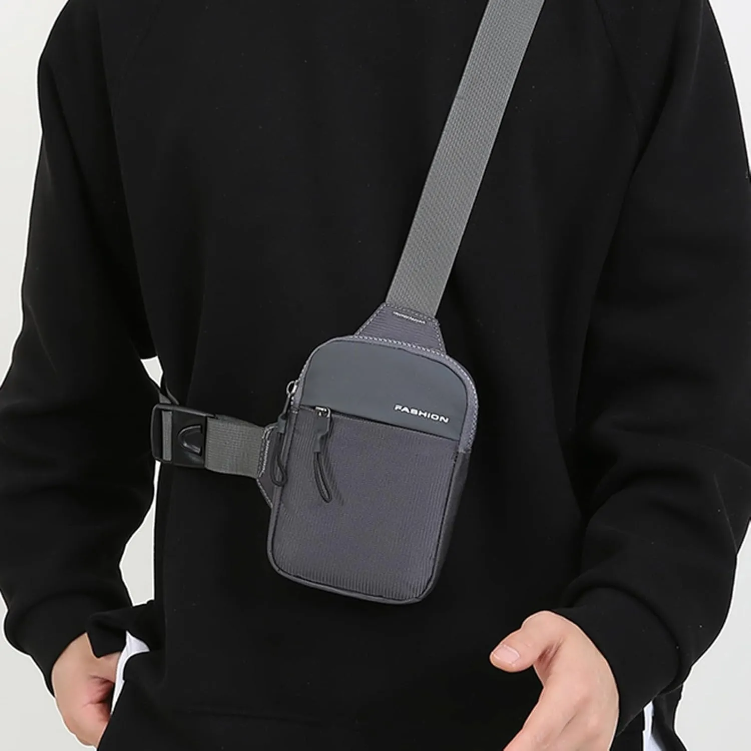 Cute Backpack for Teen s with Charger Men Chest Bag Fashion Wallet Casual Shoulder Bag (Grey, One Size)