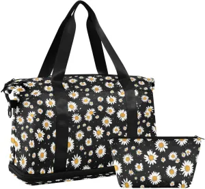 Daisy Pattern Sports Gym Bag with Waterproof Dry Wet Pocket, Travel Duffel Bag for Women MenWorkout Bag Fits Yoga, Swimming