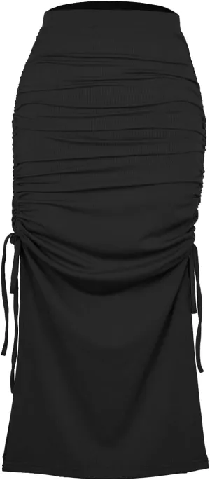 Daysskk Womens Skirts Midi Length Sweater Knit Skirt with Slit for Casual and & Work