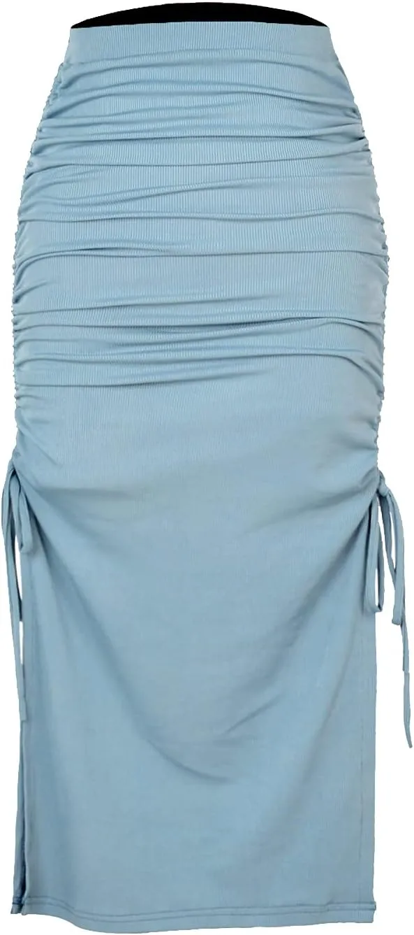 Daysskk Womens Skirts Midi Length Sweater Knit Skirt with Slit for Casual and & Work