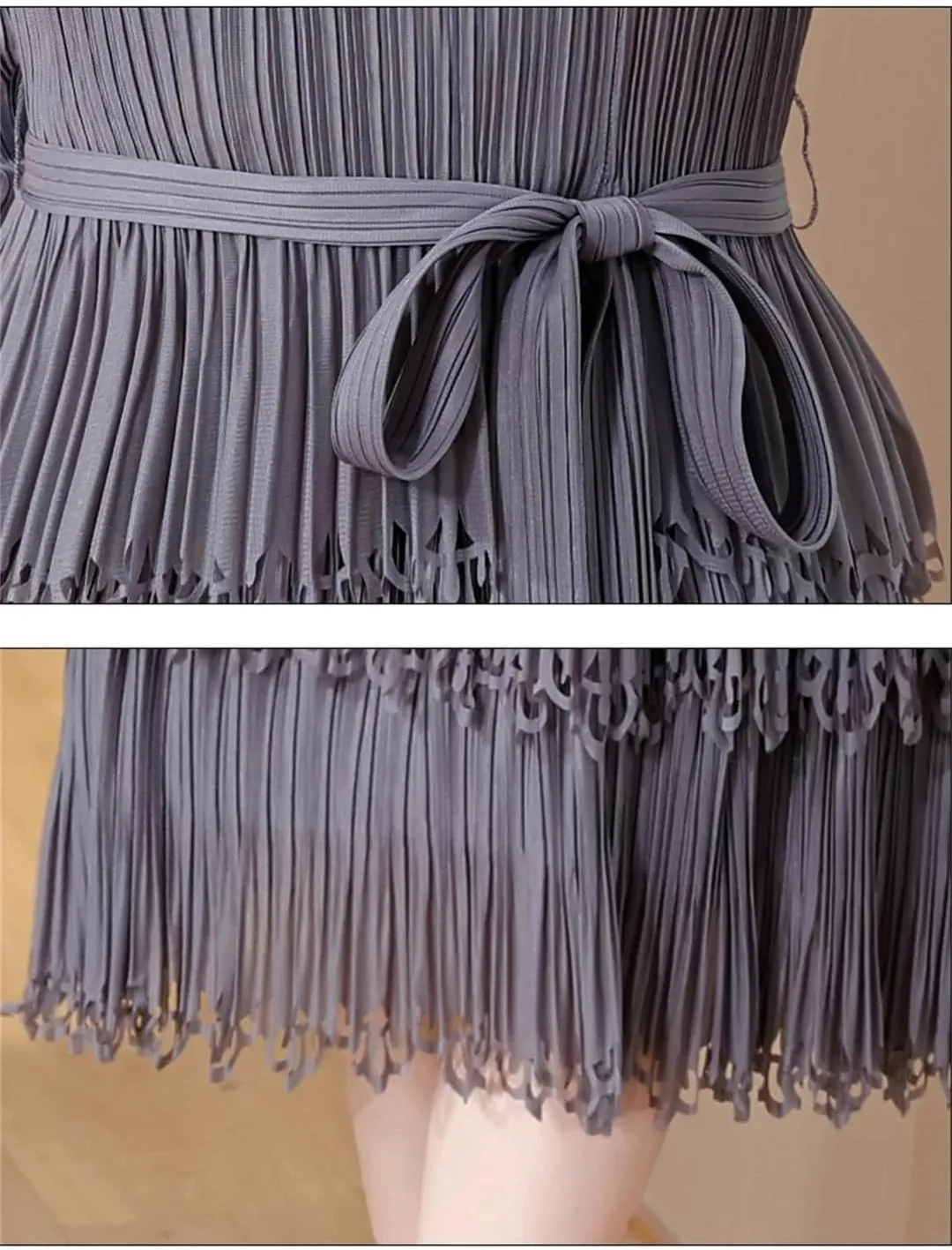 Dndrdhfb Women's Slim Fit Pleated Dress, Mid-Length Elastic Waist Slimming Long Skirt