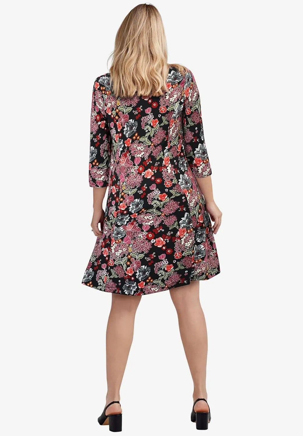 ellos Plus Size Madison Knit Three-Quarter Sleeve Dress