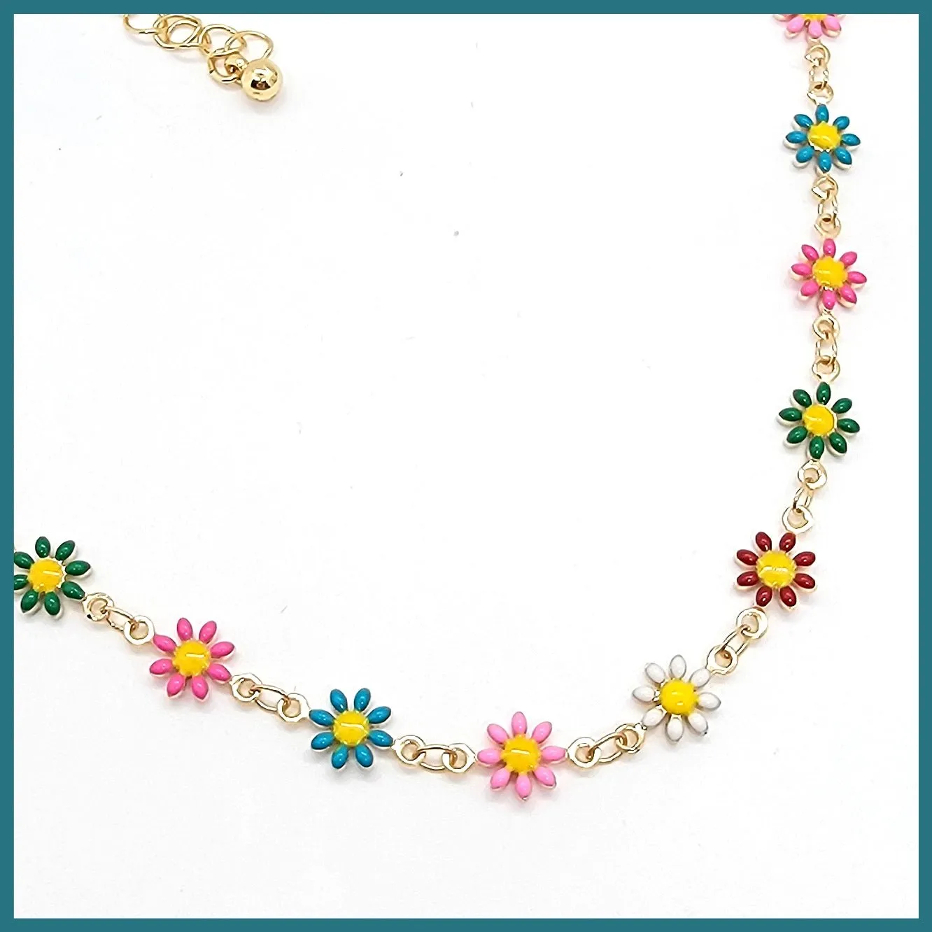 Enamel Daisy Flowers Necklace