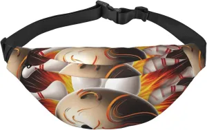 Fanny Pack for Women Men Crossbody Waist Packs Vintage Sport Bowling Ball Belt Bag Hip Bum Bag for Running Hiking, Black