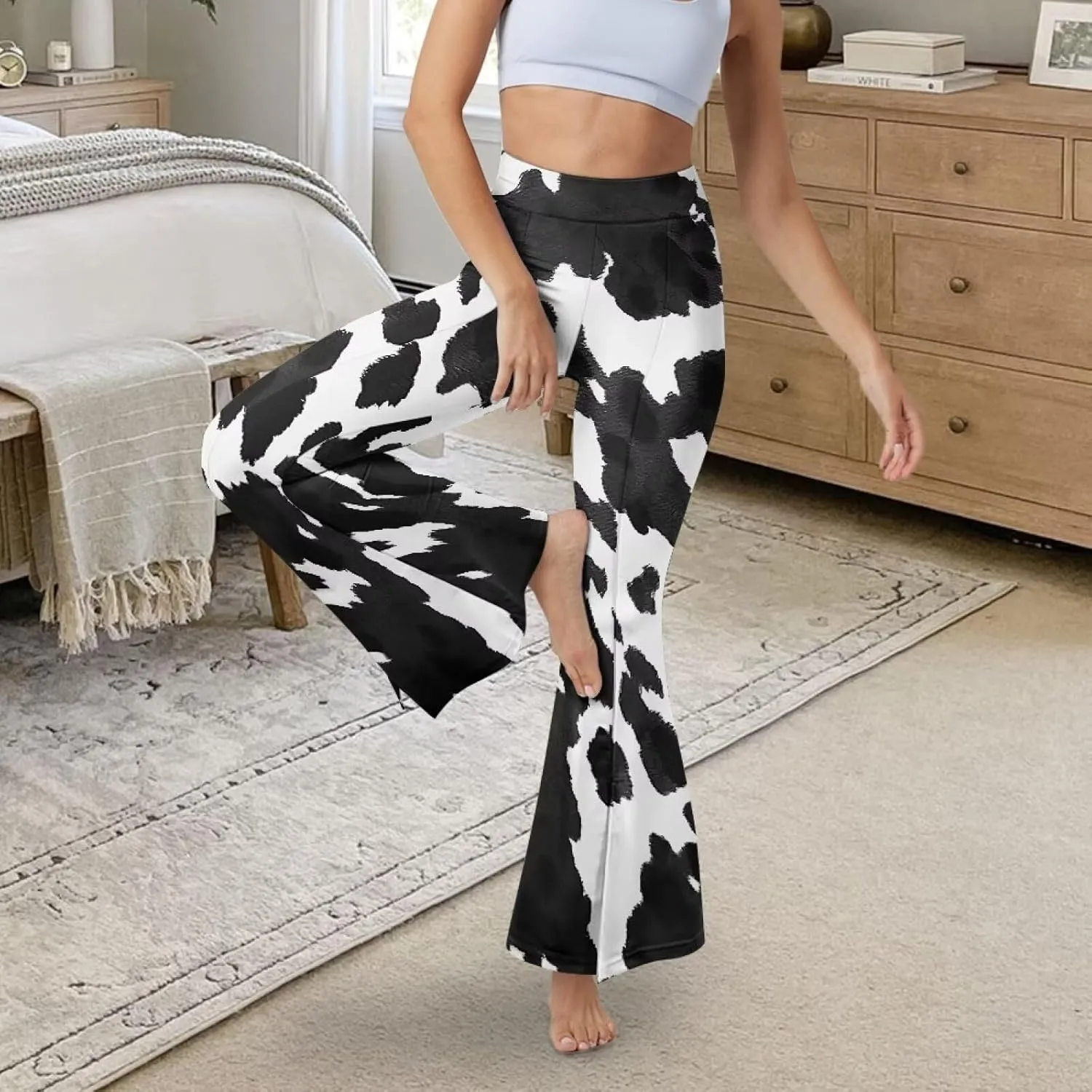 Flared Yoga Pants for Women Bell Bottom Leggings Plus Size Soft High Waisted Tummy Control Butt Liftin