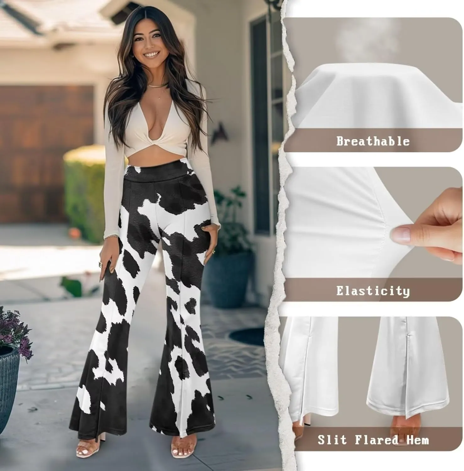 Flared Yoga Pants for Women Bell Bottom Leggings Plus Size Soft High Waisted Tummy Control Butt Liftin