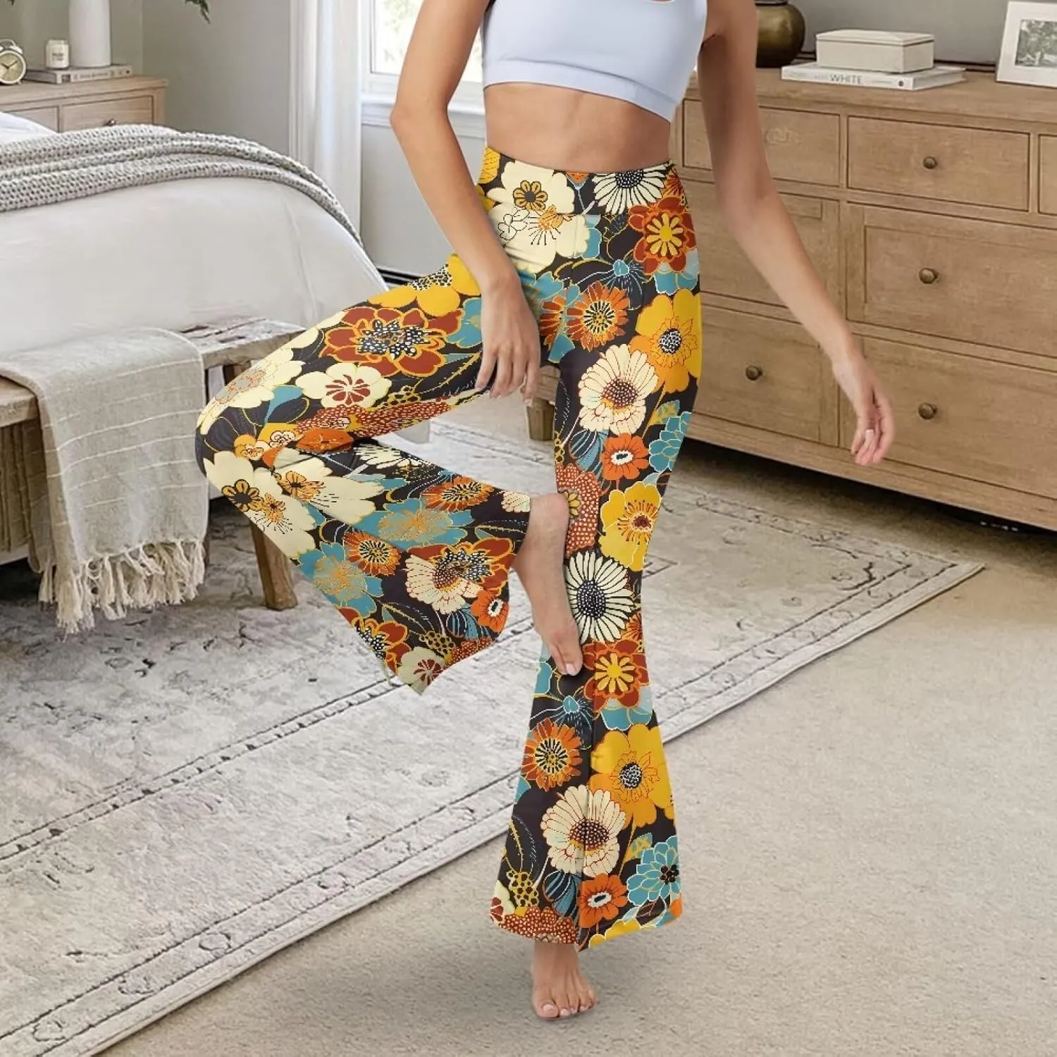 Flared Yoga Pants for Women Bell Bottom Leggings Plus Size Soft High Waisted Tummy Control Butt Liftin