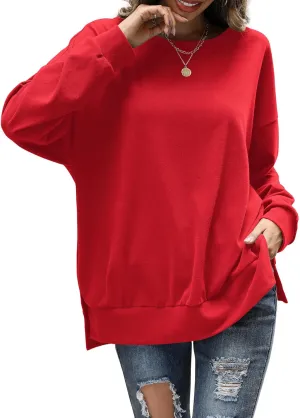 Florboom Womens Oversized Sweatshirts Crew Neck Long Sleeve Tunic Top Casual Fall Soft Pullover