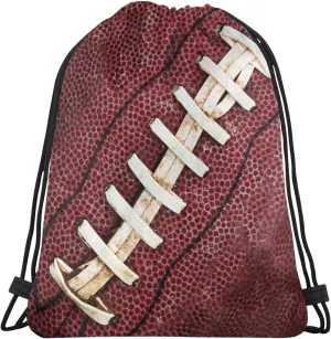 Football Print Drawstring Bags Close up of American Football Pattern Vintage Style Sports Ball String Bags for Women Men Ball Team Sport Gym Sack Casual Backpack for Yoga Travel